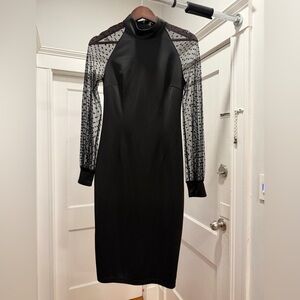 Elegant Black Dress with Sheer Sleeves